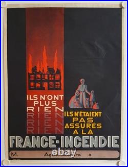 Affiche Assurance FRANCE-INCENDIE Années'30 MARTHE NORGEU