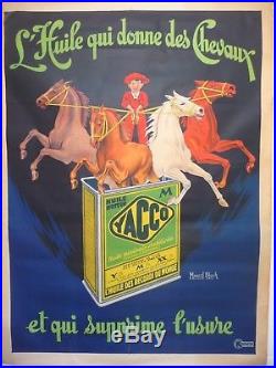 Affiche Authentique, Yacco 1920, Par Macel Bloch, L'huile qui donne des Chevaux