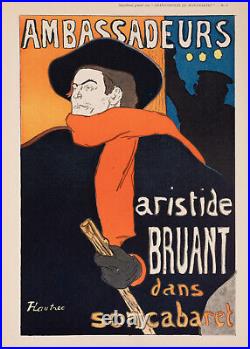 Affiche Belle Epoque Originale, Toulouse-Lautrec Ambassadeur Aristide Bruant 06