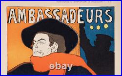 Affiche Belle Epoque Originale, Toulouse-Lautrec Ambassadeur Aristide Bruant 06