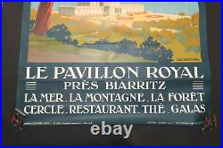 Affiche Biarritz Le Pavillon Royal 105X75Cm Parfait Etat 1920 Travel Poster