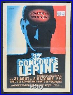 Affiche CONCOURS LEPINE 1934 illustrateur Edgar DEROUET poster Art Déco 30x40cm