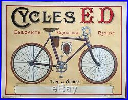 Affiche CYCLES ED Elégante, gracieuse, rigide VELO Bicyclette années 1910