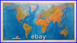 Affiche Carte Planisphère AIR FRANCE 1979 MOREL Institut Géographique National