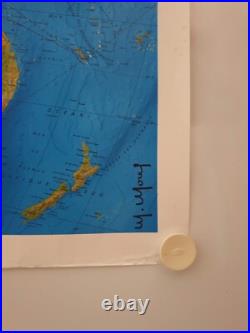 Affiche Carte Planisphère AIR FRANCE 1979 MOREL Institut Géographique National