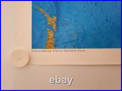 Affiche Carte Planisphère AIR FRANCE 1979 MOREL Institut Géographique National