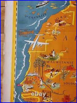 Affiche Carte Planisphere Afrique Du Nord Credit Lyonnais Lucien Boucher 1950