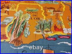 Affiche Carte Planisphere Afrique Du Nord Credit Lyonnais Lucien Boucher 1950
