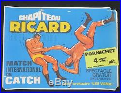 Affiche Chapiteau RICARD anisette CATCH 4 août 1969 Pornichet pastis anis