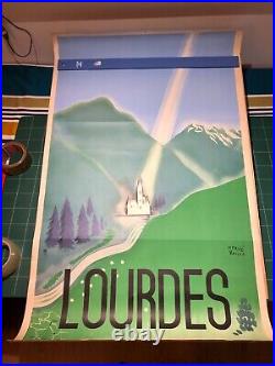 Affiche Chemin De Fer P. O. Midi Hervé Baille Lourdes Océa Paris Train SNCF 1936