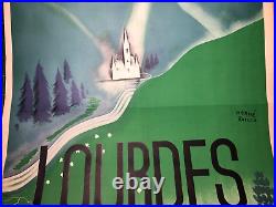 Affiche Chemin De Fer P. O. Midi Hervé Baille Lourdes Océa Paris Train SNCF 1936