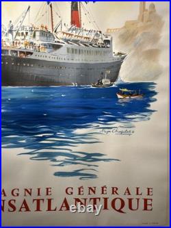 Affiche Cie Générale Transatlantique Marseille Algérie Tunisie, Roger Chapelet