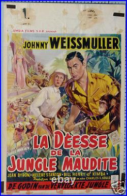 Affiche Cinema Film La Déesse De La Jungle Maudite Johnny Weissmuller Circa 1954