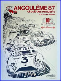 Affiche Circuit Remparts Angouleme 1987 J. Graton G. Lopez Vaillante Alfa Romeo