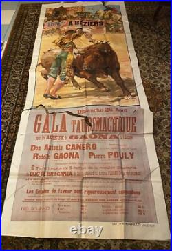 Affiche Corrida Béziers, Adieux de Gaona (Toréador Mexicain) à l'Europe. 1923