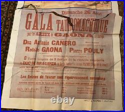 Affiche Corrida Béziers, Adieux de Gaona (Toréador Mexicain) à l'Europe. 1923