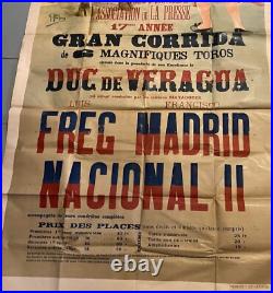Affiche Corrida Plaza de Toros de Nimes 24 septembre 1922. Grande affiche