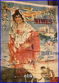 Affiche Corrida Plaza de Toros de Nimes 24 septembre 1922. Grande affiche