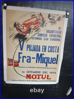 Affiche Course Auto En Andorre 1970 58x45cm Entoilee