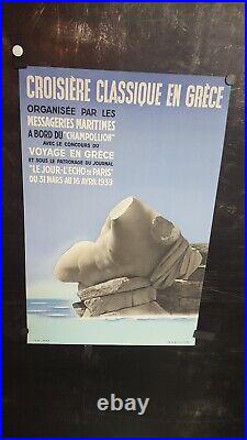 Affiche Croisieres Messageries Maritimes Grece 1939 Signee Cardinaux 60x40cm