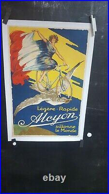 Affiche Cycles Alcyon Femme Mouette Annees 1920
