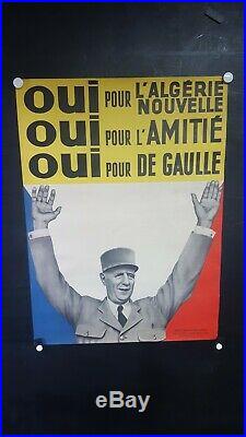 Affiche De Gaulle Algerie Independante Rare