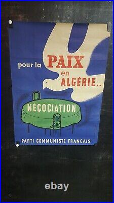 Affiche Du Pcf Pour La Paix En Algerie Annees 1960 77x57cm