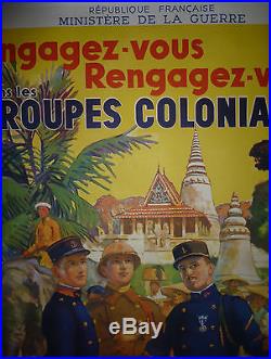 Affiche Engagez-vous Troupes Coloniales 1930 Laos Cambodge Indochine Asie