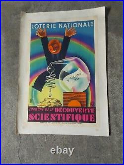 Affiche Entoilee, Loterie Nationale 1939, Decouverte Scientifique