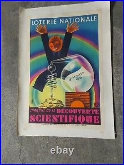 Affiche Entoilee, Loterie Nationale 1939, Decouverte Scientifique