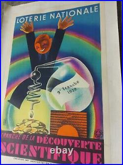 Affiche Entoilee, Loterie Nationale 1939, Decouverte Scientifique