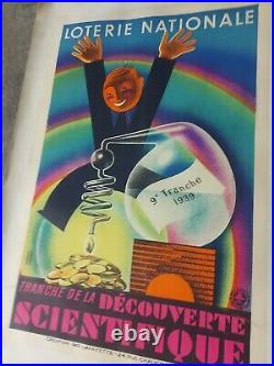 Affiche Entoilee, Loterie Nationale 1939, Decouverte Scientifique