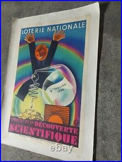 Affiche Entoilee, Loterie Nationale 1939, Decouverte Scientifique