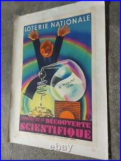 Affiche Entoilee, Loterie Nationale 1939, Decouverte Scientifique