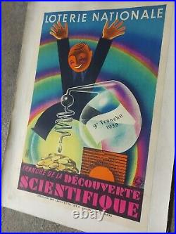 Affiche Entoilee, Loterie Nationale 1939, Decouverte Scientifique