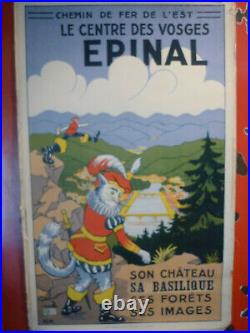 Affiche Epinal chemin de fer de l'est entoilée originale circa 1930