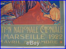 Affiche Exposition Nationale Coloniale Marseille 1922 Dellepiane laotienne Laos