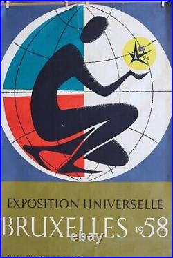 Affiche Exposition Universelle Bruxelles 1958 Jacques Richiez 120 X 80 cm