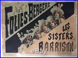 Affiche FOLIES BERGERE LES SISTERS BARRISON Alfred Choubrac Cabaret 1890