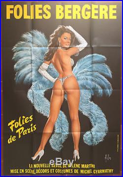 Affiche FOLIES BERGERE Modèle Bleu Cabaret Pin-Up ASLAN