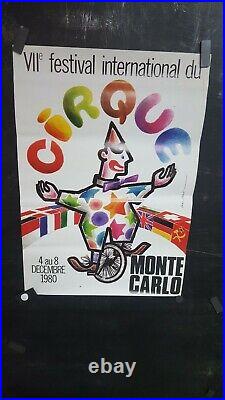Affiche Festival Cirque De Monte Carlo Clown 1980