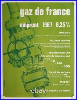 Affiche GAZ DE FRANCE EMPRUNT 6,25% 1967 MOUVET