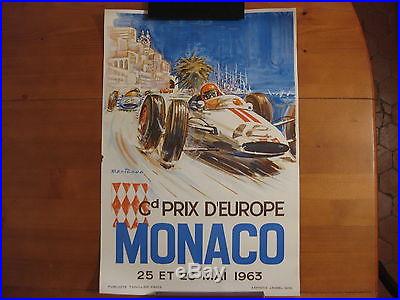 Affiche GRAND PRIX D'EUROPE MONACO 25/26 MAI 1963 / 60 cm sur 41 cm