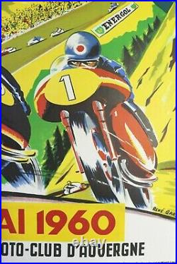 Affiche Gp France Moto Side 1960 Auvergne Clermont Ferrand Puy Dome Charade Bp