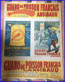 Affiche Guano Poisson Français Angibaud La Rochelle Circa 1900 120 X 160 CM