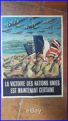 Affiche Guerre 1944 Debarquement Nations Unies