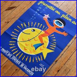 Affiche Hervé Morvan Jeunesse au Plein Air Le Nageur sous-Marin 1975