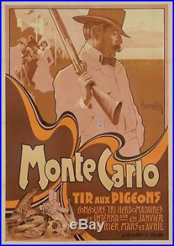 Affiche Hohenstein Tir aux Pigeons Monte-Carlo Monaco Chasse Fusil 