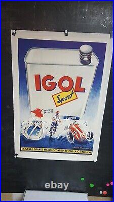 Affiche Huile Igol Annees 1960 100x70cm Entoilee