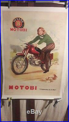 Affiche Italie Moto Motobi Femme Annees 1960